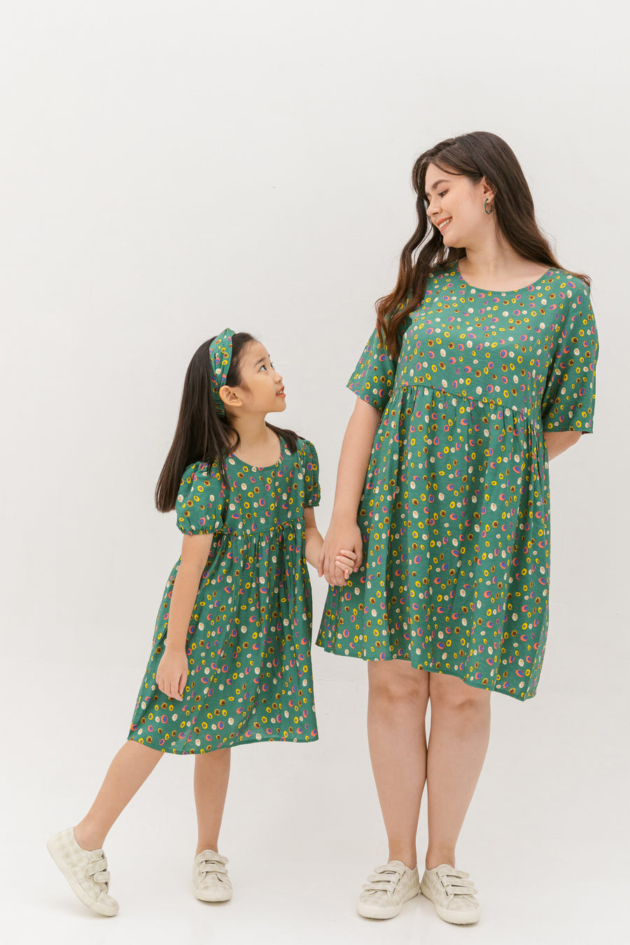 Denise Colourful Dots Dress In Green