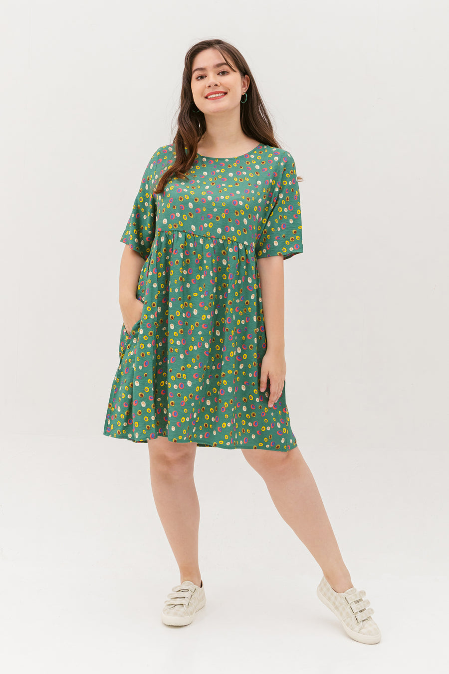 Denise Colourful Dots Dress In Green