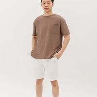 Kane Waffle Knit Pocket T-Shirt In Light Brown