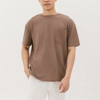 Kane Waffle Knit Pocket T-Shirt In Light Brown