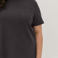Khloe Waffle Knit T-Shirt In Charcoal Grey