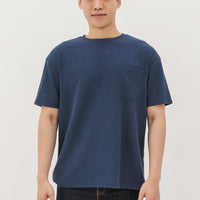 Kane Waffle Knit Pocket T-Shirt In Space Blue