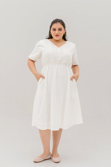 Chloe Embroidered Eyelet Dress In White