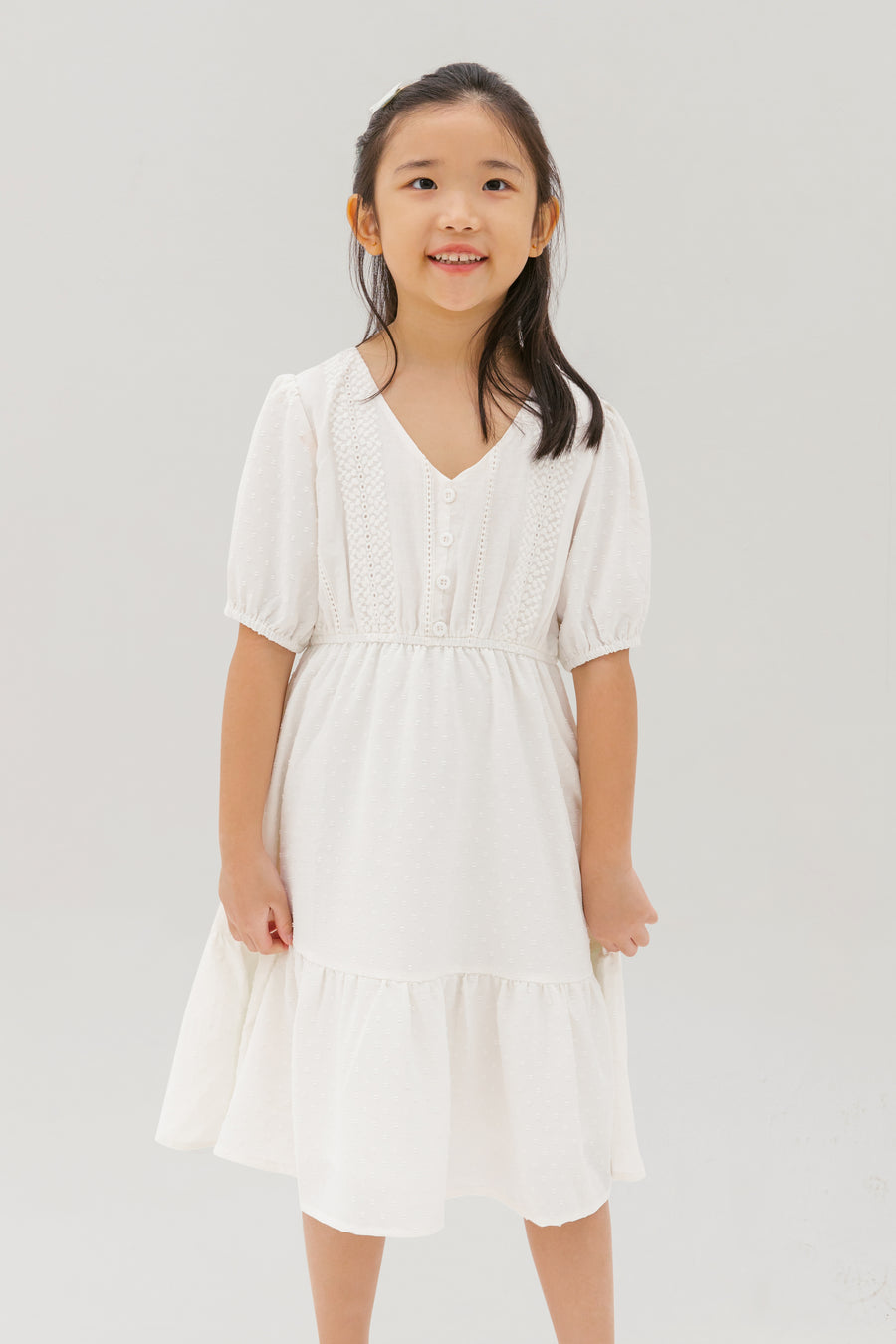 Caylee Embroidered Eyelet Dress In White