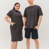 Kane Waffle Knit Pocket T-Shirt In Charcoal Grey