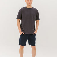 Kane Waffle Knit Pocket T-Shirt In Charcoal Grey