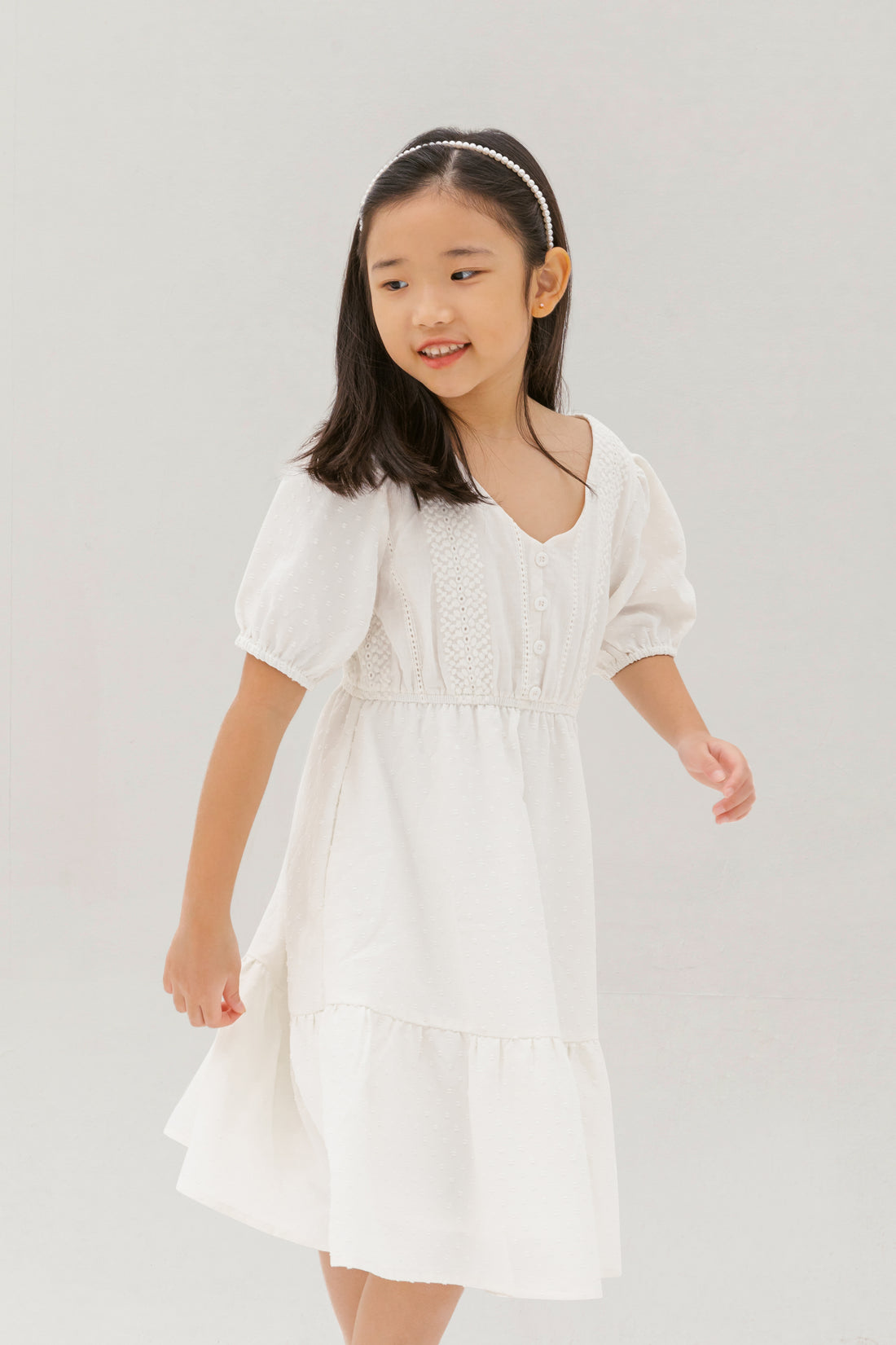 Caylee Embroidered Eyelet Dress In White