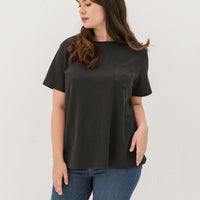 Khloe Waffle Knit T-Shirt In Black