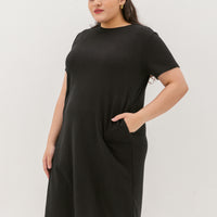 Kara Waffle Knit Midi Dress In Black
