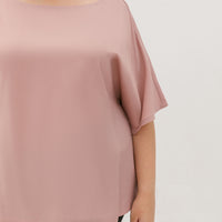 Isla Boat-Neck Flare Sleeve Blouse In Rose Gold