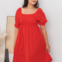 Shelley Smocked Dress In Scarlet Red