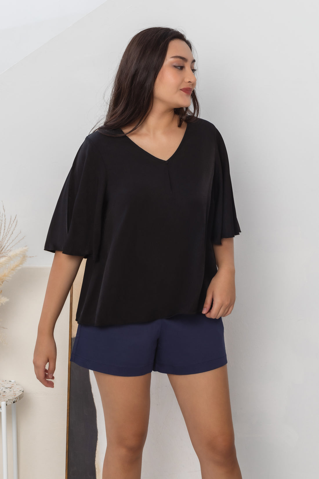 Sadie Butterfly Sleeves Top In Black