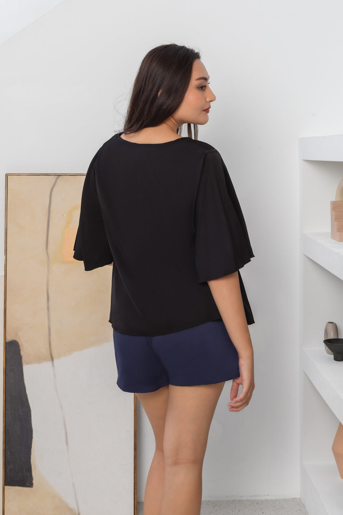 Sadie Butterfly Sleeves Top In Black