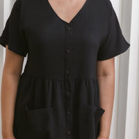 Olivia Buttoned Pocket Dress In Black