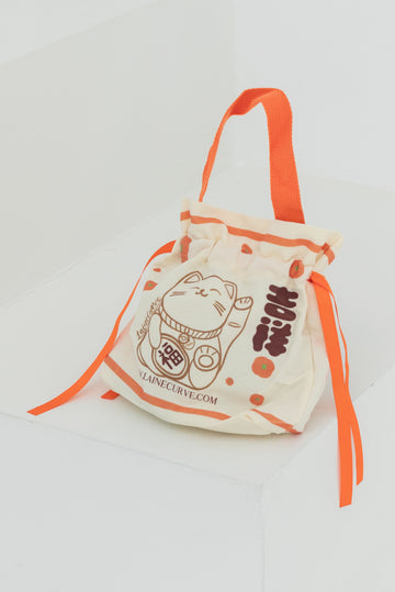 Curvy Fortune Cat Orange Bag