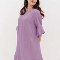 Lillian Trumpet Sleeve Dress In Mauve Purple